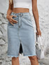 'Khaleesi' Raw Hem Slit Denim Skirt - Celes Fashion